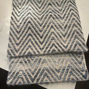 Pottery Barn Blue and Cream Chevron Accent Pillows